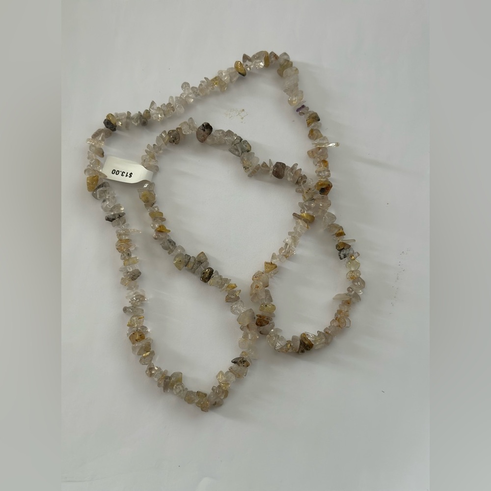 Natural Gemstone Quartz Chips Necklace 29in